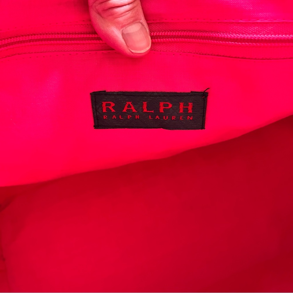 Ralph Lauren Pink Tote with Green Trim and Matching Pouch - Picture 8 of 10